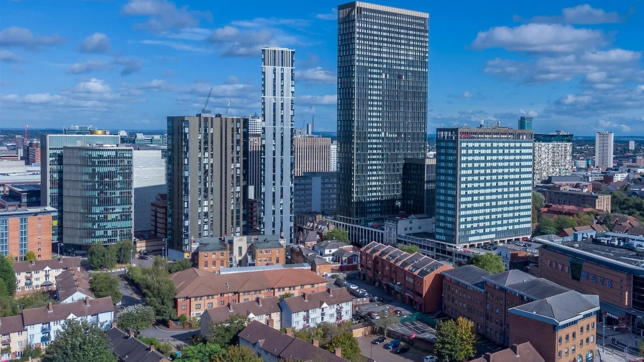 Birmingham skyline viewed from the west in 2021