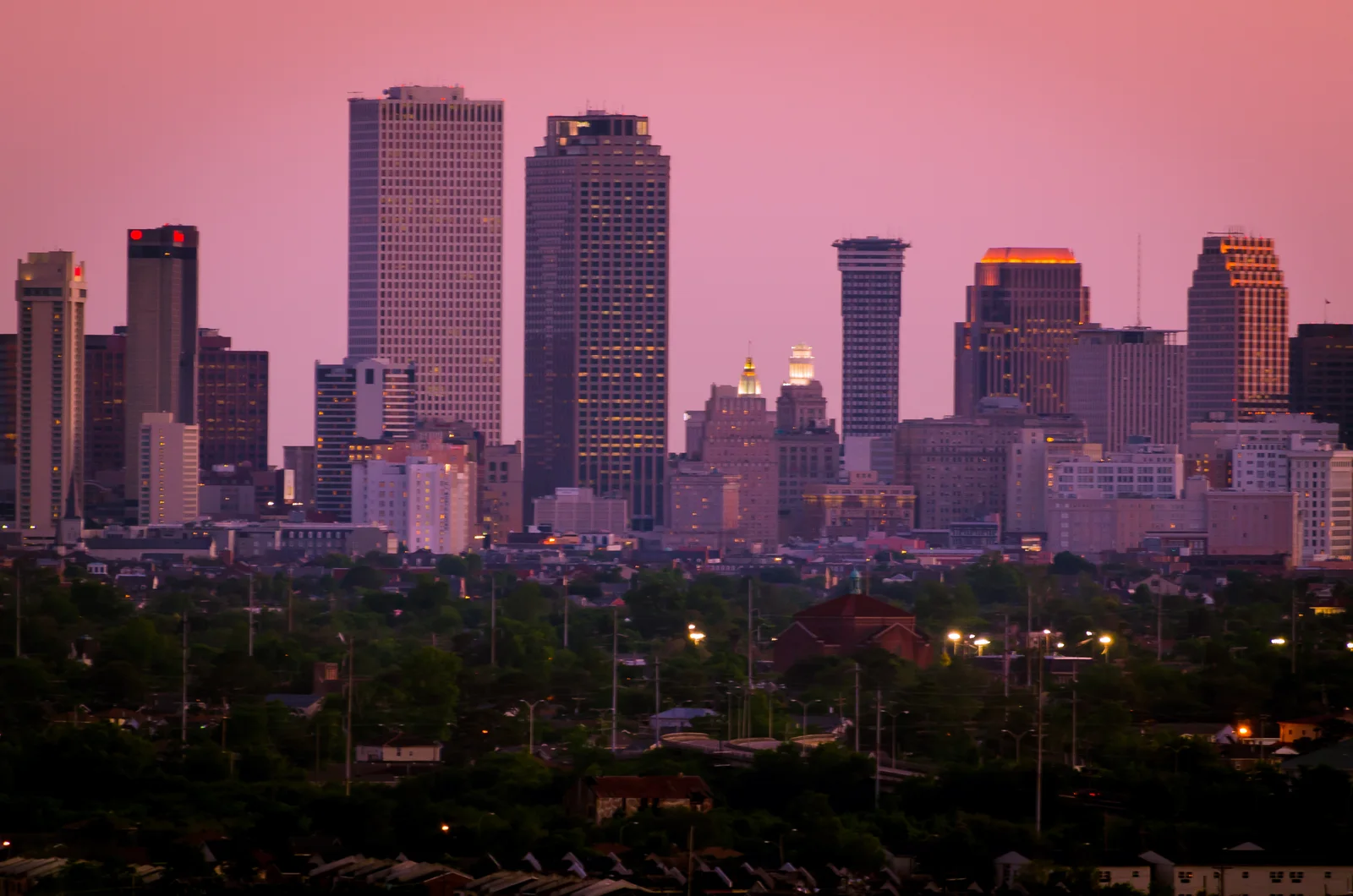 New Orleans skyline at dusk, photographed in 2012