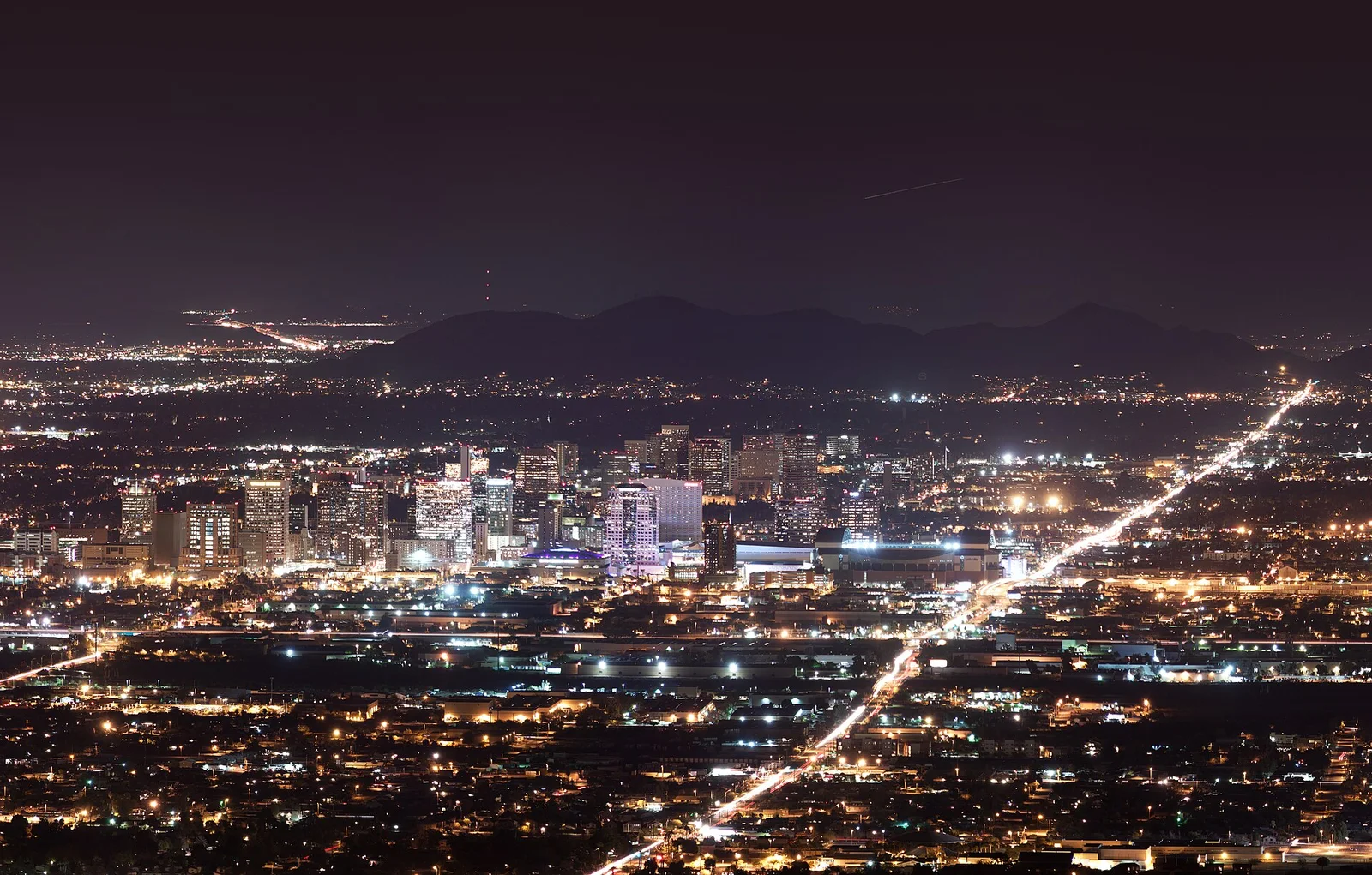 Downtown Phoenix and the surrounding Valley illuminated at night in 2011