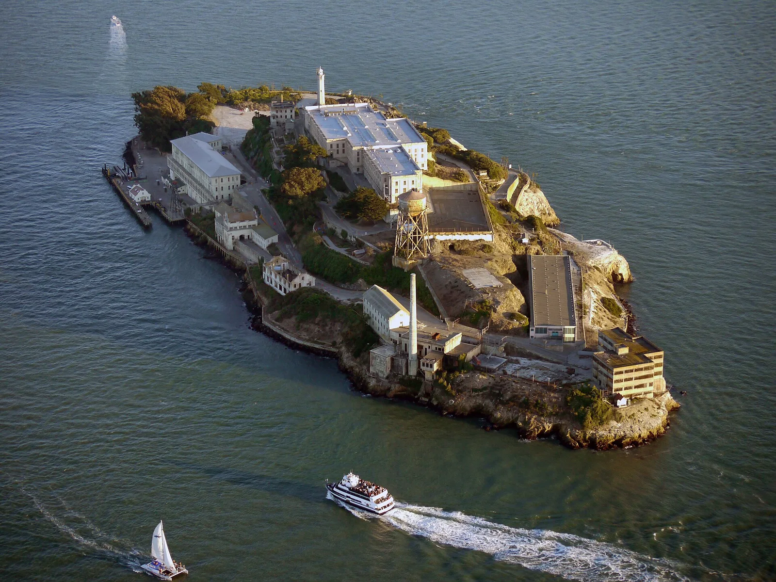 Aerial view of Alcatraz Island in San Francisco Bay in 2010