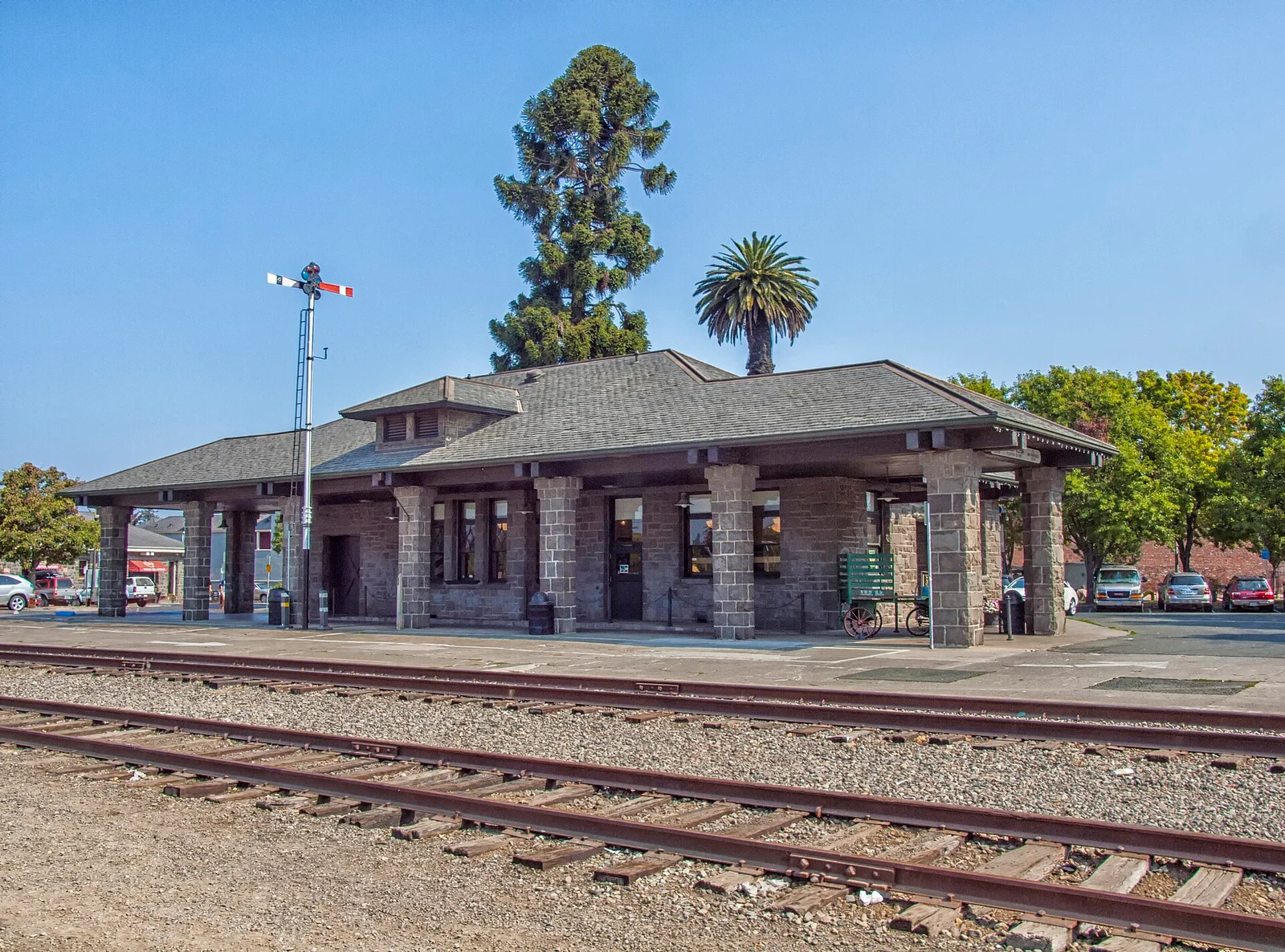 Historic Santa Rosa railroad depot and tracks in Railroad Square in 2012