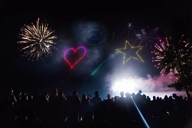 Community celebrations drone show concept