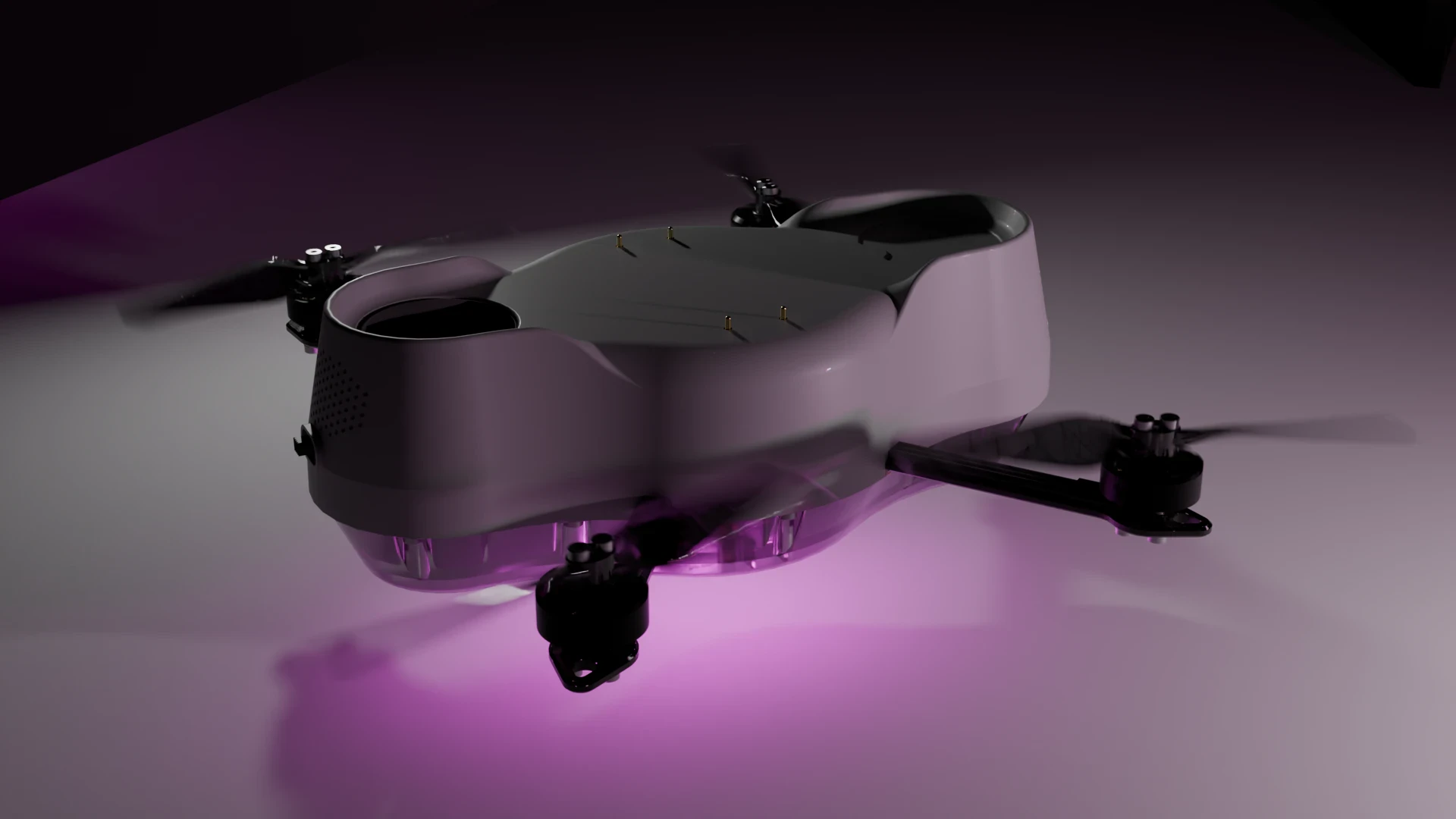 Starbound Spectra drone with a soft pink LED glow